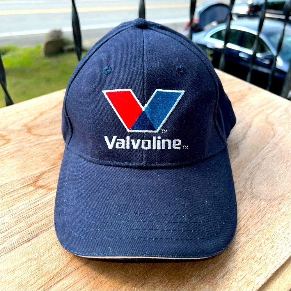 Vintage Brand-New Black Embroidered Valvoline Oil Classic Strap Back Cap Hat